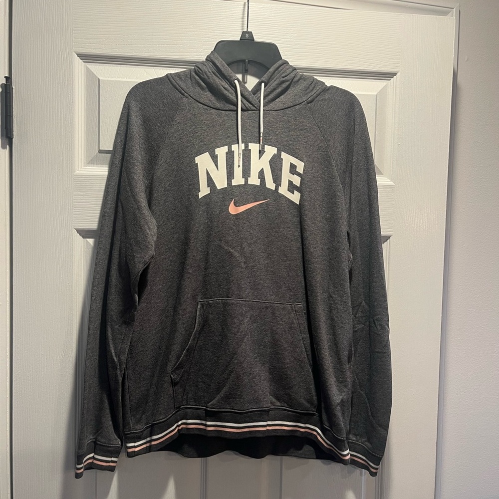 Nike Gray Sweatshirt with Iconic Logo and Hood